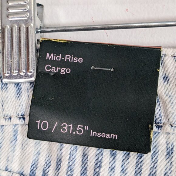 Wild Fable Pants Women 10R Striped Mid-Rise Baggy Cargo 90s Y2K Utility Wide Leg - Picture 9 of 12